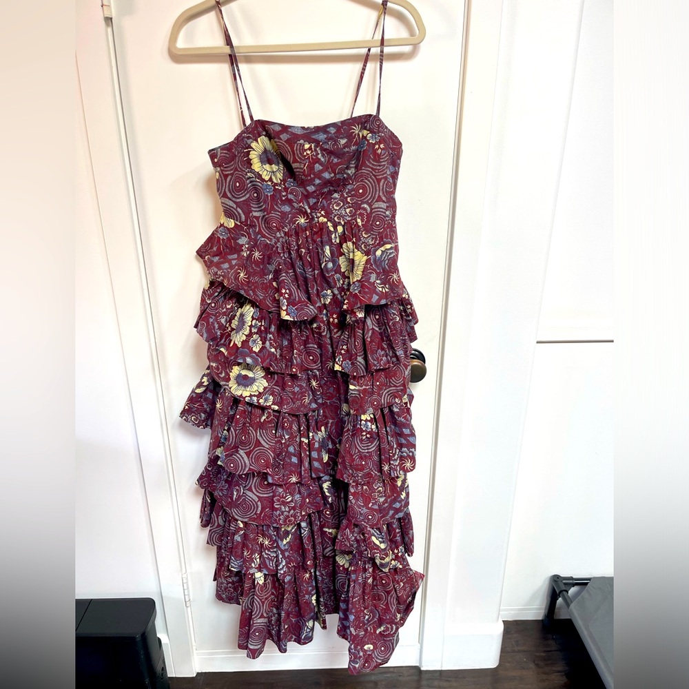 Ulla Johnson Purple Blue and Cream Floral Dress